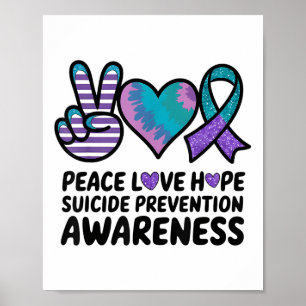 Vrede Liefde Hoop Zelfmoordpreventie Tie Dye Bewus Poster