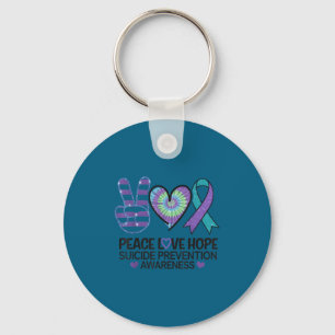 Vrede Liefde Hoop Zelfmoordpreventie Tie Dye Bewus Sleutelhanger