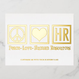 Vrede Liefde HR Elegante Human Resources Aangepast Folie Feestdagen Briefkaart