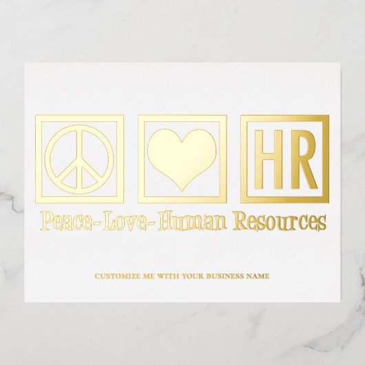 Vrede Liefde HR Elegante Human Resources Aangepast Folie Feestdagen Briefkaart (Voorkant)