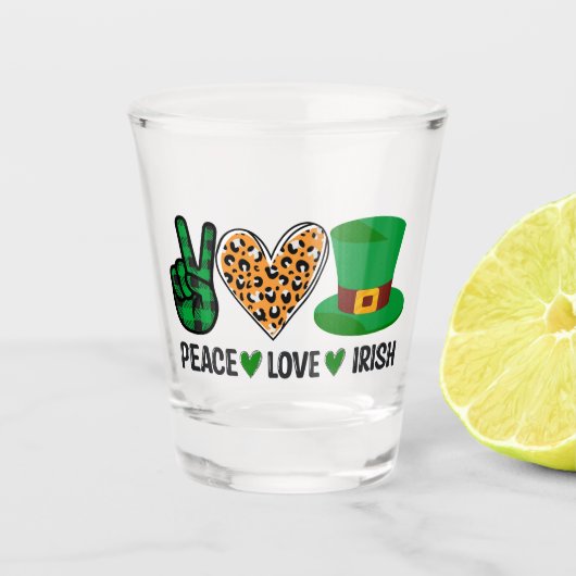 Vrede, Liefde, Iers Shot Glas (Voorkant)