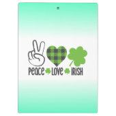 Vrede Liefde Iers St. Patrick's Dag Ontwerp-66677 Klembord (Achterkant)