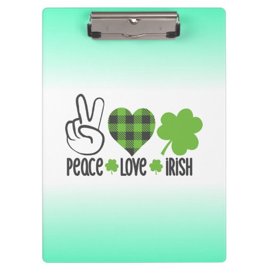Vrede Liefde Iers St. Patrick's Dag Ontwerp-66677 Klembord (Voorkant)