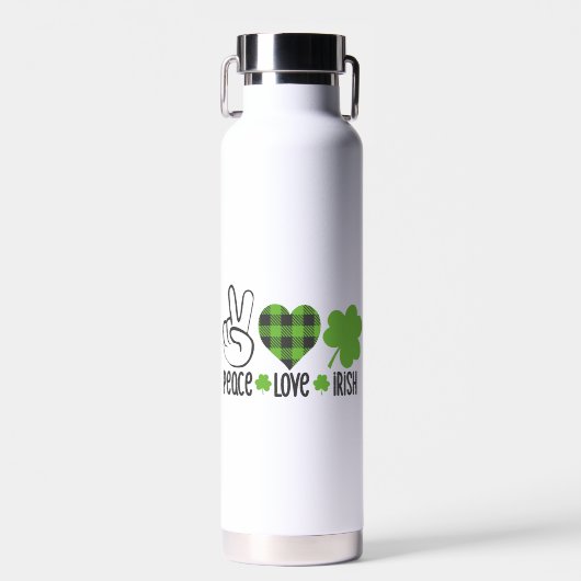 Vrede Liefde Iers St. Patrick's Dag Ontwerp-66677 Waterfles (Voorkant)