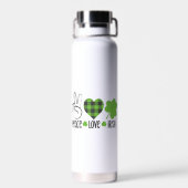 Vrede Liefde Iers St. Patrick's Dag Ontwerp-66677 Waterfles (Achterkant)