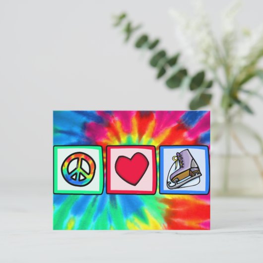 Vrede, liefde, ijs Schaats Briefkaart (Staand voorkant)