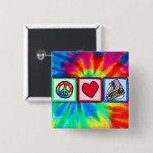 Vrede, liefde, ijs Schaats Vierkante Button 5,1 Cm (Voorkant /achterkant)