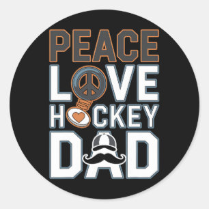 Vrede Liefde IJshockey Vader Grappige T-shirt Ronde Sticker