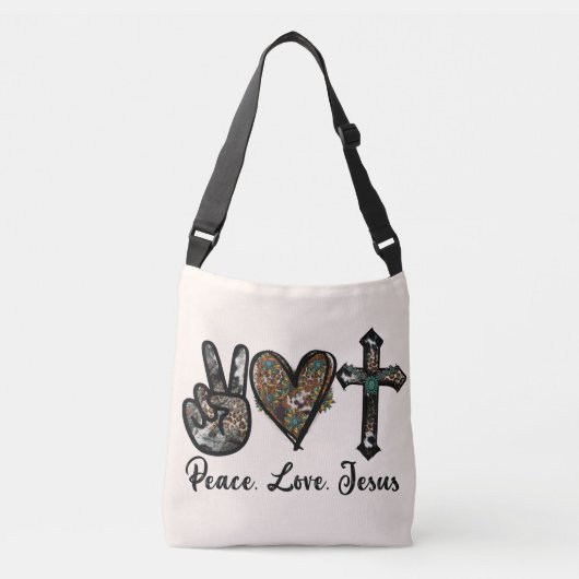 Vrede, Liefde, Jezus Crossbody Tas (Voorkant)
