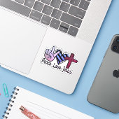 Vrede liefde Jezus Sticker (Laptop met iPhone)