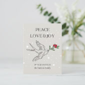 Vrede Liefde Joy Bird Red Berry Sneeuw Kerstmis Briefkaart (Staand voorkant)