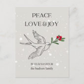 Vrede Liefde Joy Bird Red Berry Sneeuw Kerstmis Briefkaart (Voorkant)
