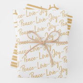 Vrede, liefde, Joy Gold en White kerstwrapping Inpakpapier Vel (In situ)