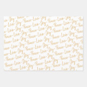 Vrede, liefde, Joy Gold en White kerstwrapping Inpakpapier Vel (Voorkant)
