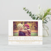 Vrede Liefde Joy | Goud Moderne minimalistische fo Feestdagenkaart (Staand voorkant)