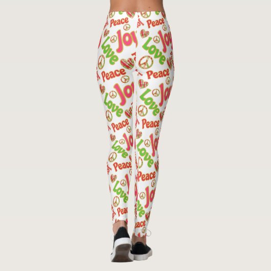 Vrede Liefde Joy Hippie Boho Retro Kerstvakantie Leggings (Achterkant)