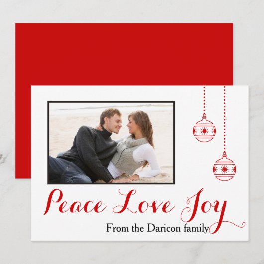 Vrede, Liefde, Joy moderne Kerstmis Groupon foto Feestdagenkaart (Voorkant / Achterkant)