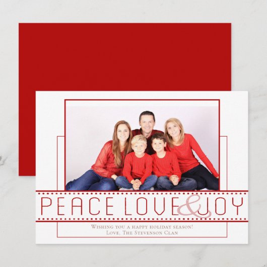 Vrede Liefde Joy | Moderne minimalistische foto Feestdagenkaart (Voorkant / Achterkant)