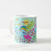 Vrede, liefde, Joy. Stijl van 1960 Koffiemok (Voorkant links)