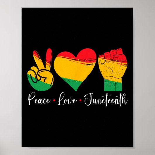 Vrede Liefde Juneteenth 1865 Zwarte Trots Mannen V Poster (Voorkant)