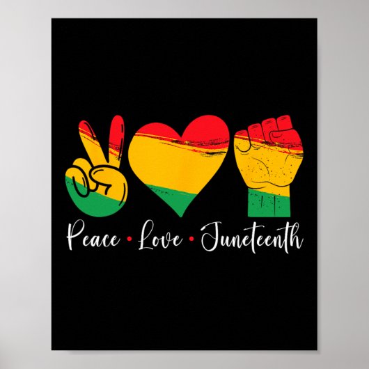 Vrede Liefde Juneteenth 1865 Zwarte Trots Mannen V Poster (Voorkant)