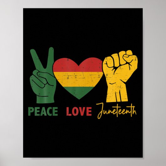 vrede liefde juneteenth met Afrikaanse vlag hart e Poster (Voorkant)