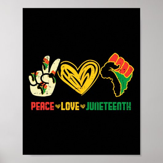 Vrede Liefde Juneteenth Vlag Juni 19th Afrikaanse  Poster (Voorkant)