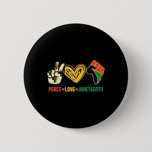 Vrede Liefde Juneteenth Vlag Juni 19th Afrikaanse  Ronde Button 5,7 Cm (Voorkant)