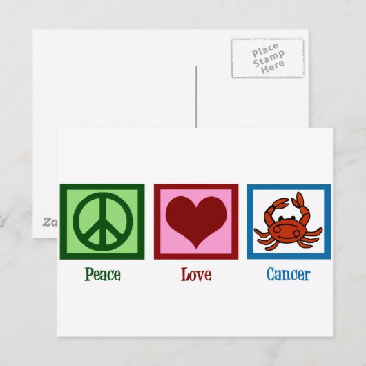 Vrede Liefde Kanker Astrologisch Teken Verjaardag Briefkaart (Voorkant / Achterkant)