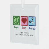 Vrede Liefde Kapsels Aangepaste Haarsalon Kerstmis Glas Ornament (Voorkant links)