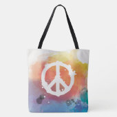 Vrede, liefde, Karma, Hippy, regenboogwaterverf Tote Bag (Achterkant)
