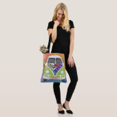 Vrede, liefde, Karma, Hippy, regenboogwaterverf Tote Bag (Op model)