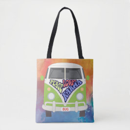 Vrede, liefde, Karma, Hippy, regenboogwaterverf Tote Bag
