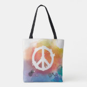 Vrede, liefde, Karma, Hippy, regenboogwaterverf Tote Bag (Achterkant)