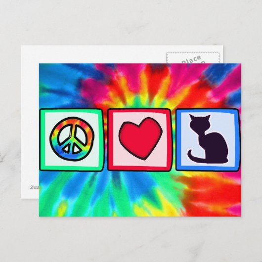 Vrede, liefde, katten briefkaart (Voorkant / Achterkant)