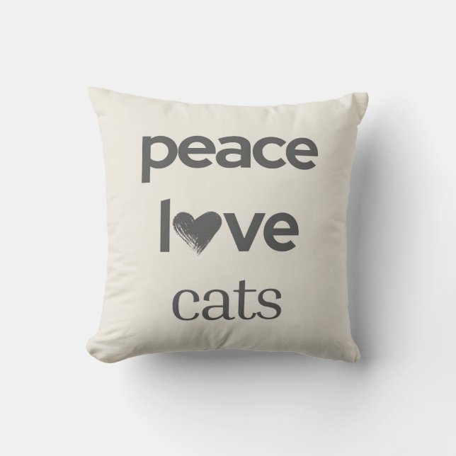 Vrede Liefde Katten | Crème Kat Liefhebber Modern  Kussen (Voorkant)