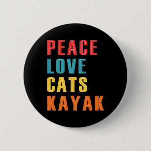 Vrede Liefde Katten Kajak Grappige Kajakvaren Boot Ronde Button 5,7 Cm
