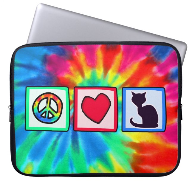 Vrede, liefde, katten laptop sleeve (Voorkant)