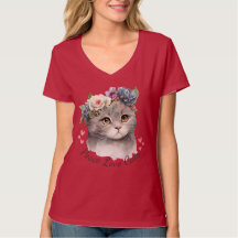 Vrede liefde Katten V-hals T-Shirt voor vrouwen