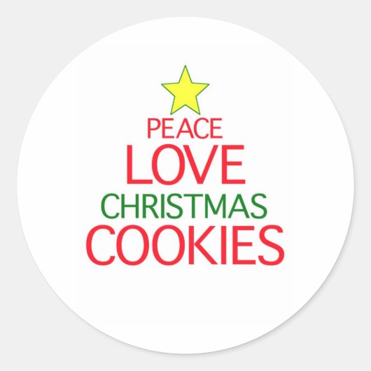 Vrede Liefde Kerst Cookies Ronde Sticker (Voorkant)