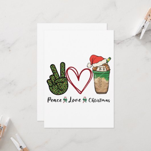 Vrede Liefde Kerst Drink Koffie Kaart (Voorkant / Achterkant in situ)