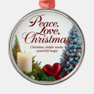 Vrede Liefde Kerst Premium Ronde Kerstbal  Metalen Ornament
