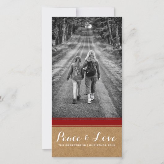 Vrede & Liefde - Kerstfotopapier Red Belt v3 Feestdagenkaart (Voorkant)