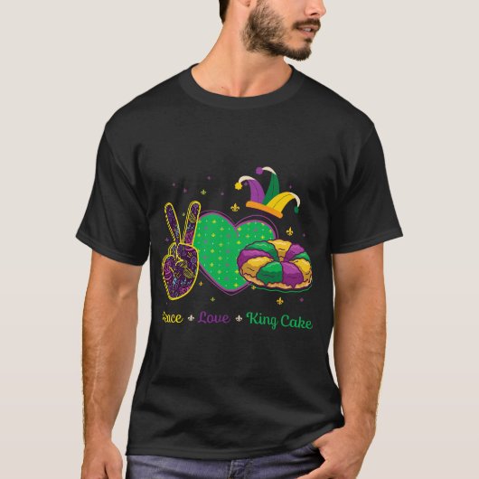 Vrede Liefde King Cake Mardi Gras T-shirt (Voorkant)