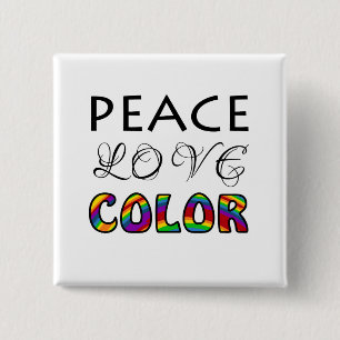 Vrede Liefde Kleur Regenboog Ontwerp Vierkante Button 5,1 Cm