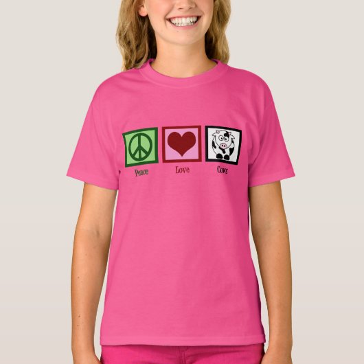 Vrede Liefde Koeien Schattig Roze Kinder T-shirt (Voorkant)
