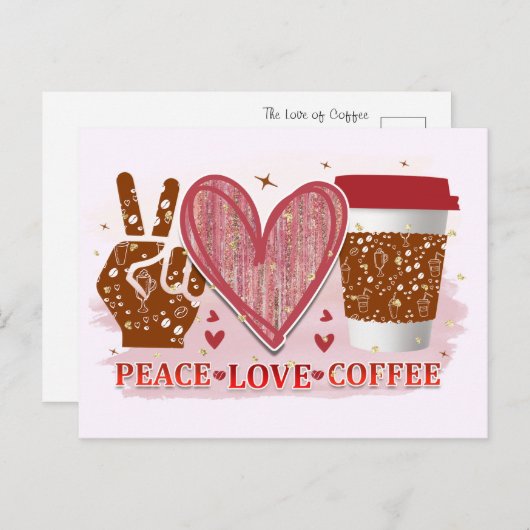Vrede, liefde, koffie briefkaart (Voorkant / Achterkant)