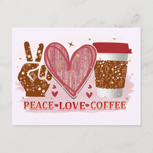 Vrede, liefde, koffie briefkaart (Voorkant)