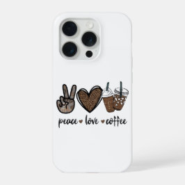Vrede Liefde Koffie Luipaardprint PNG | Mooie Koff iPhone 15 Pro Case
