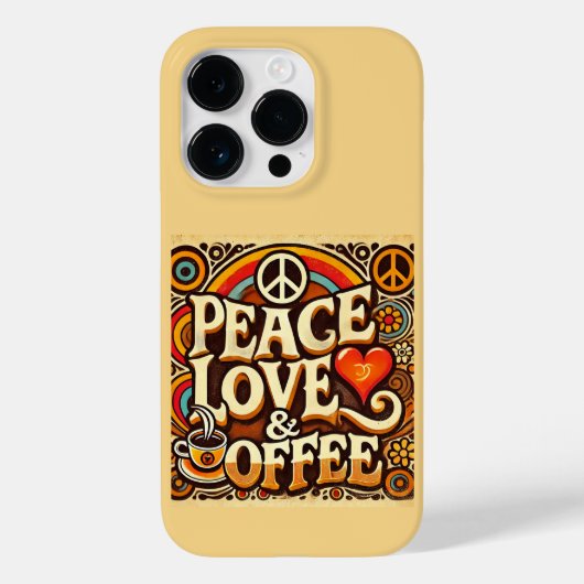 Vrede, Liefde, Koffie & Retro iPhone Case (Achterkant)